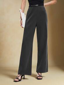 BizChic 2025 Herbst/Winter Neue graue gestreifte Hose mit Taillenkontrastbesatz und weitem Bein, Anzughose, Vintage Chic Urban Pendler Alltags Lässig Romantisch 90er Weihnachten Neujahr, Elegante Party Formell Strand Abschluss Mode, Vielseitig Romantisch, Geeignet für Hochzeitsgäste, Gastgeber, Date, Party, Konzert, Bühnenauftritt, Frühstück, Flughafen, Mehrzweck - Dunkelgrau - Übersicht 8