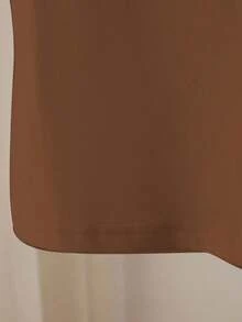 Resyla 女士圆领短袖休闲T恤，常规版型，夏季 - 棕色 - 查看 4