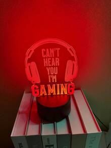 1pc Night Light(Can't Hear You I'm Gaming), 7 Color Variations, Game Player Gift Game Decoration Room Birthday Christmas Party Supplies - 1PC - View 8