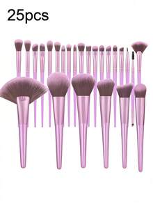 Zestaw pędzli do makijażu 3/18/25/32 szt. Wodoodporna kosmetyczka, opaska na głowę, gąbki, puszek do pudru dla kobiet, profesjonalny zestaw do makijażu, podróż, do użytku domowego, prezent świąteczny, urodzinowy, przybory kosmetyczne, akcesoria kosmetyczne - Fioletowy - Zobacz 16