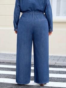 EMERY ROSE Celana Jeans Denim Cuci Ukuran Besar untuk Liburan Kasual - Medium Wash - View 2