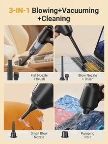 Teckwe 手持式吸尘器、空气除尘器、便携式迷你无线清洁器，吸力强劲，干湿两用手持式车载吸尘器，配备多吸嘴/小型拖把，适用于汽车、家庭、办公室和宠物清洁