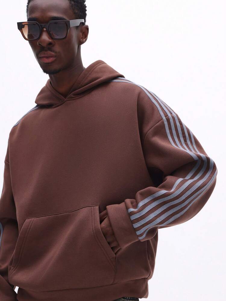 Boxy Hoodie With Horizontal Stripes