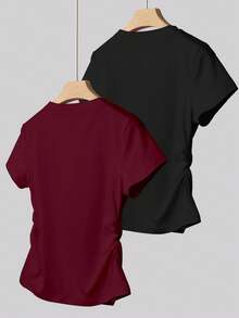 Resyla Nuovi arrivi estivi, giacca casual versatile, design grafico con strass, maglietta aderente da donna, comoda da indossare, adatta per uso quotidiano, attività all'aperto, shopping, appuntamenti - Multicolore - Visualizzare 2