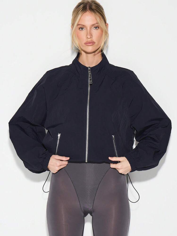 KIZN Navy Zip Up Sports Jacket With Drawstring