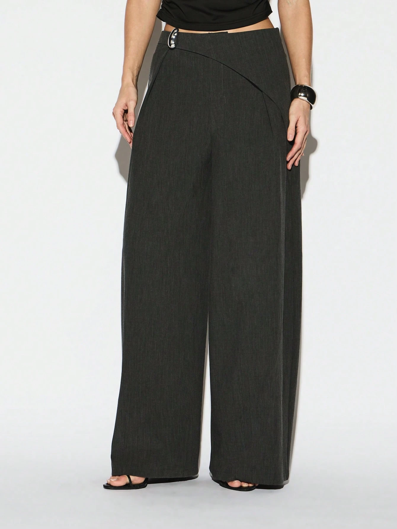 KIZN Wide Leg Palazzo Trousers With Belt Detail
