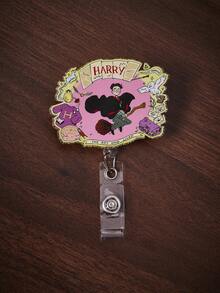 HARRY POTTER X SHEIN 1枚亚克力闪光卡通趣味印花胸针，可自由伸缩，360°旋转，时尚可爱，多功能易扣 - 粉色 - 查看 1