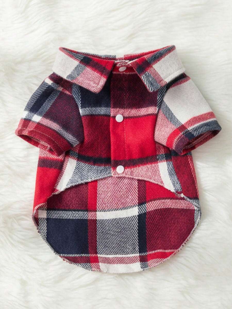 PETSIN 1pc Christmas Checkered Mixed Color Pet Shirt