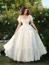 SHEIN MOD White Maxi Lace Ruffled Victorian Vintage Dress, Party Dress, Prom Dress, Exquisite Craftsmanship,White Graduation Dress