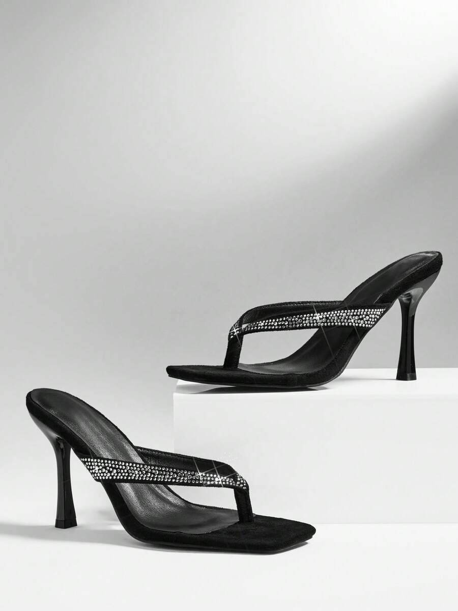 SHUZIA Giày sandal đế xuồng hở gót thoải mái, tối giản dành cho nữ - màu đen - Xem 1