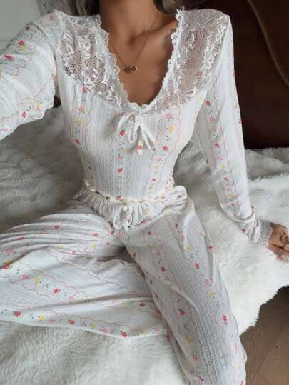 Bloemen Kanten Women Pajama Set view 3