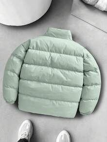 Manfinity Hypemode 男士高领长袖保暖休闲羽绒服，冬季百搭 - 綠色 - 查看 2