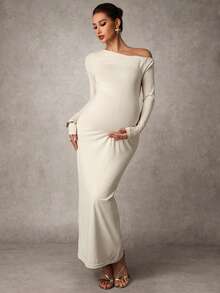 MaterniChic Maternity Clothes Maternity  Dress Spring And Summer Pregnant Clothes Apricot Dress There Are Bullets Elegant Party - Apricot - View 3
