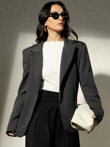 Aveloria Modichic Stand Collar Oblique Placket Blazer, Crafting A High-End Business Look