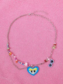 THE POWERPUFF GIRLS X SHEIN Collares superpuestos para mujer - Multicolor - Ver 2