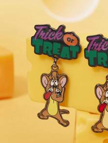 TOM & JERRY X SHEIN 1 Pair Fashionable Women's Popular Cartoon Element Zinc Alloy Earrings - Black - View 4