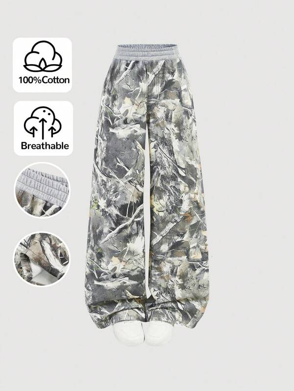 Girlism Jeans vintage alla moda per ragazze adolescenti, morbidi e confortevoli, in stile Y2K oversize con stampa di rami d'albero ed elastico in vita, adatti per l'autunno/inverno, casual e versatili per l'uso quotidiano, streetwear, Natale, Capodanno, Ringraziamento, laurea