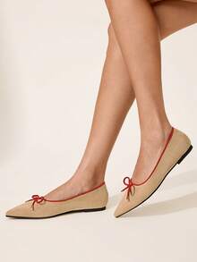 CUCCOO CHICEST Giày bệt mũi nhọn họa tiết bướm thanh lịch dành cho nữ - Màu be - Xem 2