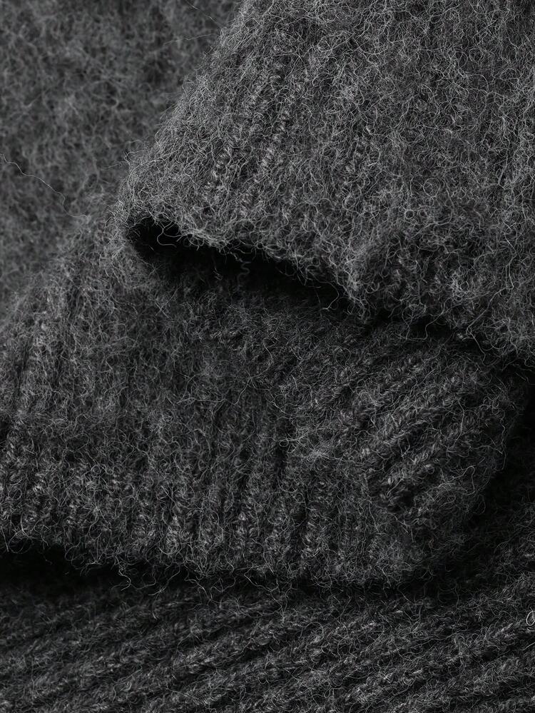 Women's Solid Color Turtleneck Batwing Short Sleeve Loose Casual Knit Top, Autumn/Winter