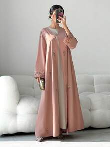 Yasmyna Women's Elegant Floral Embroidered Abaya Dress Modest Butterfly Abaya Abayas Dubai Luxury