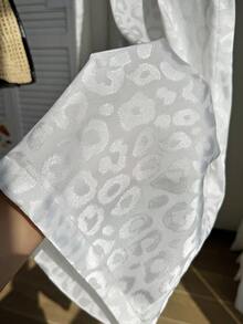 CovetEZ Quần ống rộng thường ngày họa tiết da báo trắng cỡ lớn có dây rút - trắng - Xem 13