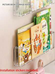 1pc Acrylic Book Display Rack, Wall Hanging Bookshelf, Magazine Storage, Easy Installation Reading Rack - Multicolor - View 13