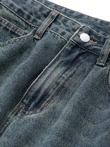 DAZY 女式宽松口袋直筒休闲牛仔裤，宽松牛仔裤