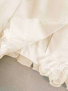 GlowEve CURVE 大码女式圆领长袖外套，简约百搭设计，适合秋冬季日常通勤，时尚荷叶边袖口 - 杏色 - 查看 5