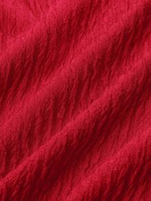 SOLERSUN 女士杏色优雅V领长袖T恤阔腿裤两件套不对称下摆两件套日常休闲女士春夏无袖短袖 - 紅色 - 查看 3