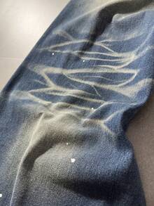 ROMWE MEN Street Life 男士撞色口袋休闲时尚阔腿牛仔裤 - 藍色 - 查看 5