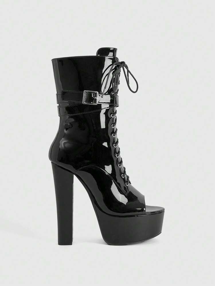 CUCCOO LuxiPop Bottes de cheville à talons compensés sexy et à la mode pour femmes, imperméables et avec plateforme. Convient pour Halloween, Noël, soirées et sorties en boîte de nuit