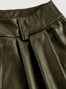 SHEIN MOD Women's Wine Red PU Wide Leg Shorts