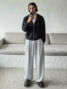 HUEFORM 男士休闲宽松灰色抽绳腰带口袋运动裤 - 灰色 - 查看 2