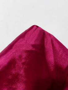 SilkySpell Plus Size Women's Wine Red Lace Patchwork Backless Sexy Criss-Cross Bow Decor Faux Silk Slip Dress - Burgundy - View 8