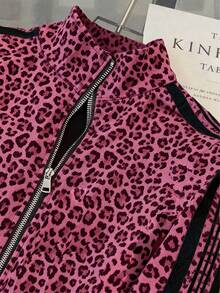 Resyla Fitted Stand Collar Cardigan + Casual Slant Pocket Pants - Hot Pink - View 3