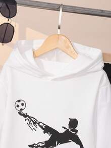 Vacaura 青少年男孩时尚休闲运动印花长袖运动衫套装 - 黑與白 - 查看 6