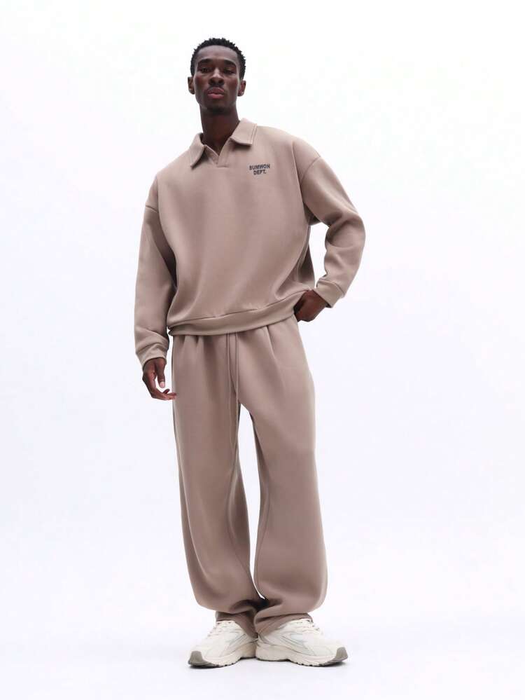 Pleated Sweatpants With Collared Polo Sweatshirt Set