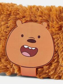 We Bare Bears X SHEIN Una cartera de cambio portátil y linda con una estrella de peluche amarilla de cinco puntas y una lengüeta de extracción - Marrón - Ver 3