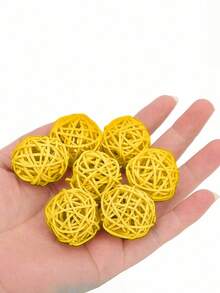 5/10/15/50个装鹦鹉柳条球玩具，直径3厘米，可供鹦鹉啃咬，柳条编织鹦鹉玩具 - 黃色 - 查看 2