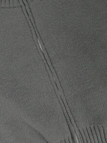 Franclia 女士优雅纯色罗纹高领修身长袖拉链上衣搭配弹力腰显瘦喇叭腿针织衫两件套，冬季 - 深灰色 - 查看 4