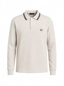 Fred Perry Men's Long Sleeve Polo Shirt Anchor Grey - Beis - Ver 1