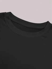 Glimmora 男士圆领天使印花宽松休闲标准T恤 - 黑色 - 查看 3