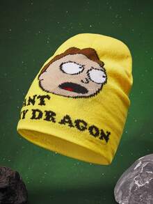 Rick and Morty X SHEIN 1 chiếc mũ len đan họa tiết hoạt hình, ấm áp, thời trang - A - Xem 2