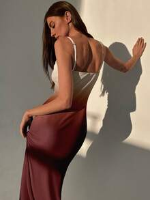 Aloruh 印花吊带垂领修身美人鱼长裙，优雅度假之选 - 藍色 - 查看 3