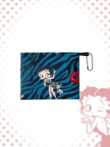 Betty Boop | ROMWE Large Capacity Foldable Tote Bag With Coin Pouch, Portable Shopping Bag - Royal Blue - View 2