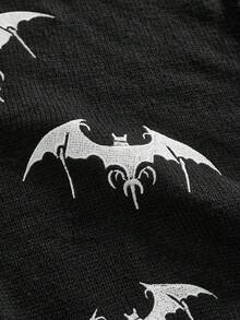 ROMWE MEN Anime Men's Dark Bat Embroidery Cardigan - Black - View 4