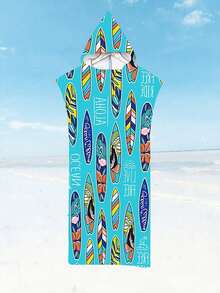 SHEIN 一件装速干冲浪斗篷换衣浴袍连帽衫，成人男女通用，可穿戴沙滩巾，超细纤维材质，适合游泳、沙滩冲浪、潜水、居家、温泉沐浴等场合。 - 彩色 - 查看 39