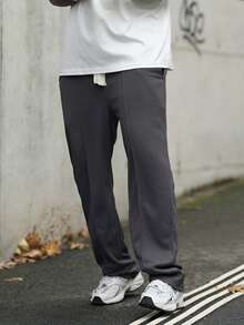 Heavens Edit Pantalones rectos con cordón en la cintura para hombres, para el otoño - Gris Oscuro - Ver 3