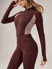 OutZeal 女士冬季保暖户外连体衣，圣诞节服装，滑雪日常穿着，速干柔软拉绒内衬，前拉链带口袋 - 棕色 - 查看 6