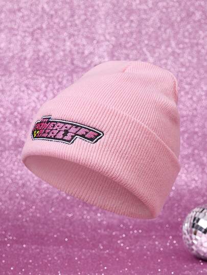 THE POWERPUFF GIRLS X SHEIN 1顶带刺绣的针织帽，保暖时尚，适合街头、骑行，也是一份不错的礼物。